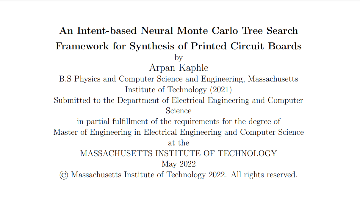 My masters thesis, an in depth foray into Reinforcement Learning within the space of printed cirtcuit boards (PCBs).